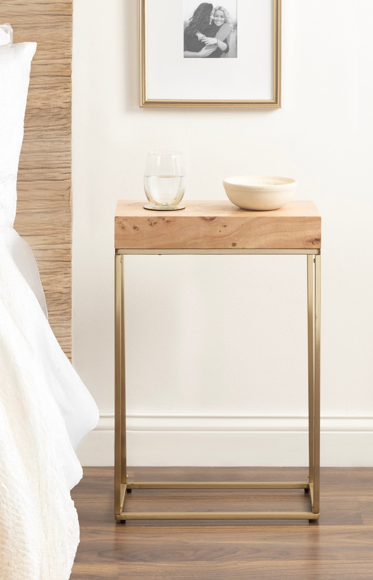 Karlsen Wood and Metal Slim Side Table