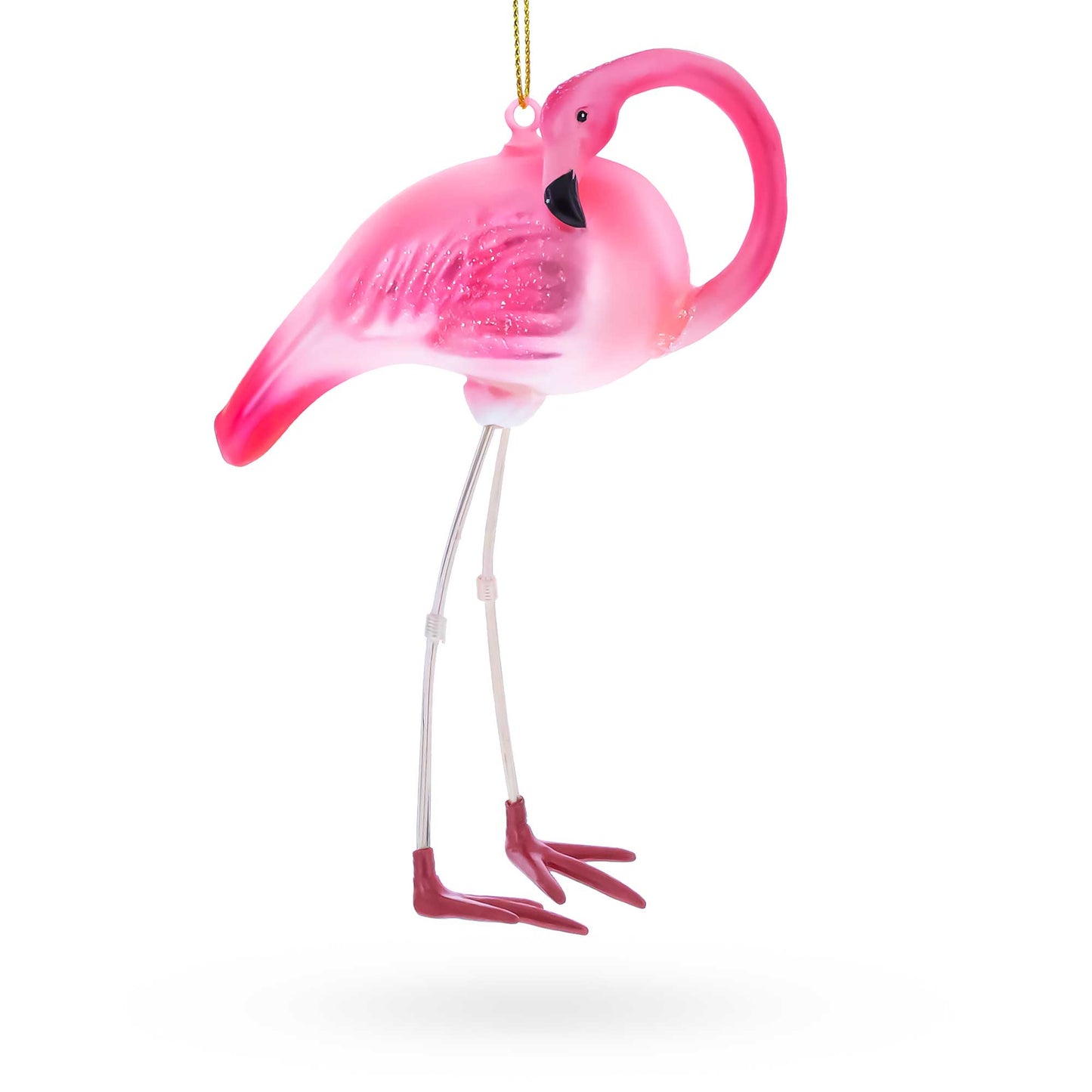 Pink Flamingo Glass Christmas Ornament