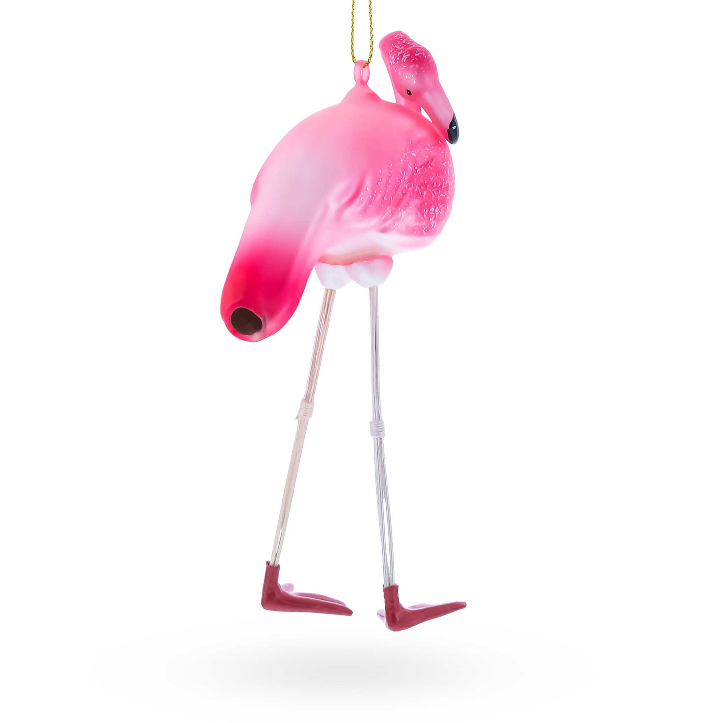 Pink Flamingo Glass Christmas Ornament
