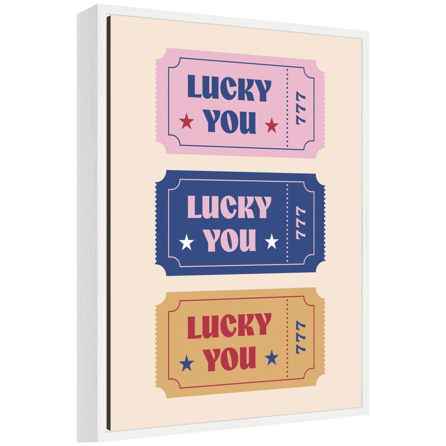 LuckyYouTicket by Rachel Lee 3 Birdies Studio Framed Canvas Wall Art Print