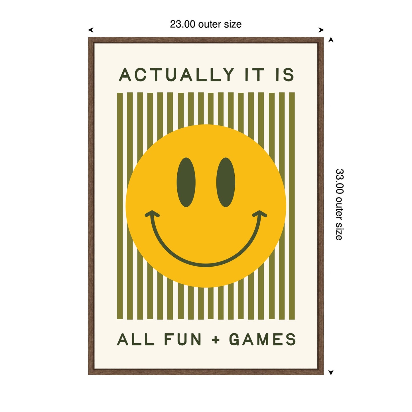 It is All Fun and Games Striped Poster, Dopamine Decor, Smiley Face Retro Print by Lucky Guava Framed Canvas Wall Art Print