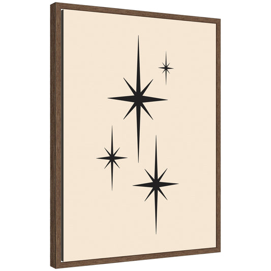 Starburst Retro Set Print 1 of 2 Atomic 70s Style MCM Minimalist by Lucky Guava Framed Canvas Wall Art Print