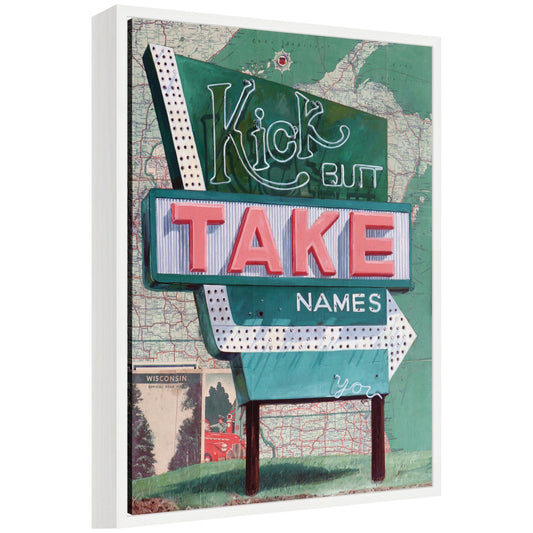 Kick Butt Take Names by Krista V. Allenstein Framed Canvas Wall Art Print