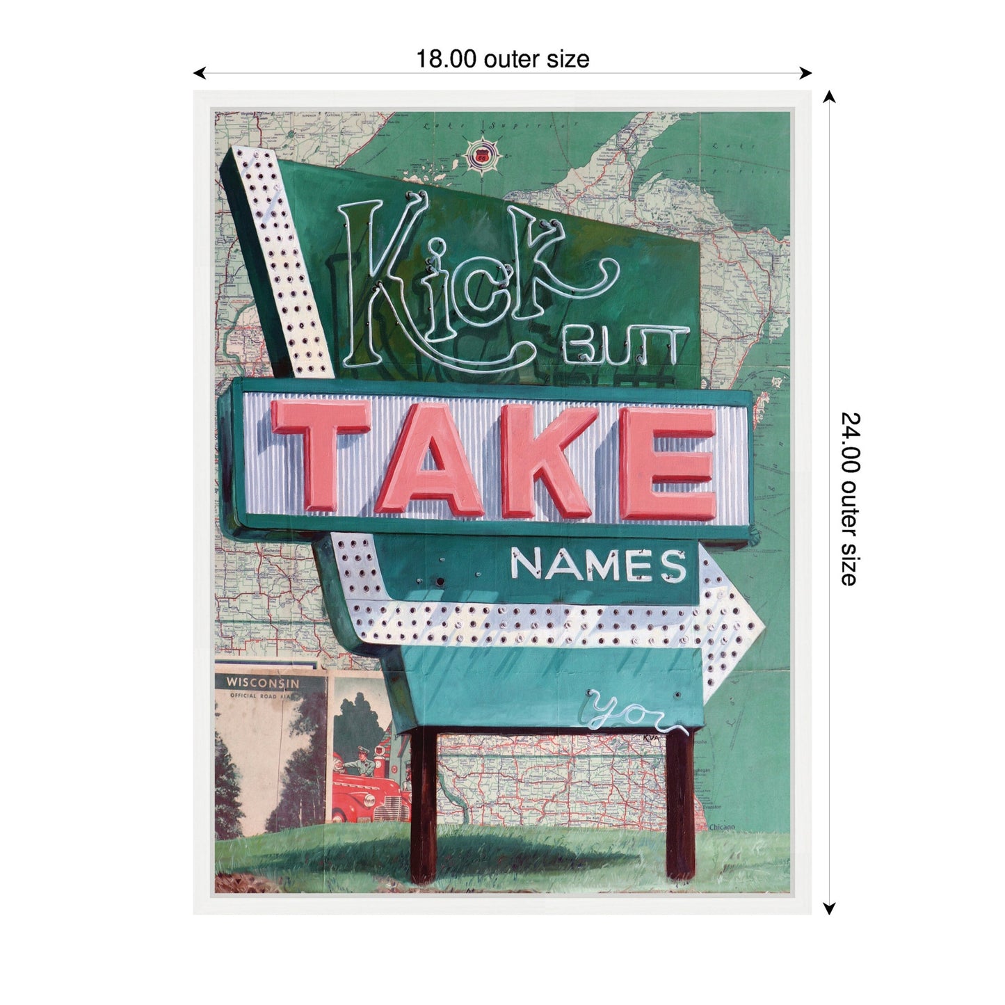 Kick Butt Take Names by Krista V. Allenstein Framed Canvas Wall Art Print