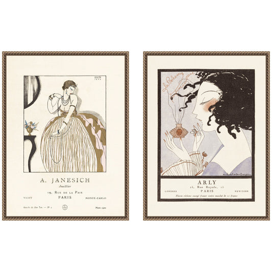 Arly 1921 Alexandre Jacovleff & A Janesich 1920 Edouard Halouze 2 Piece Framed Canvas Wall Art Set by Nostalgia Prints