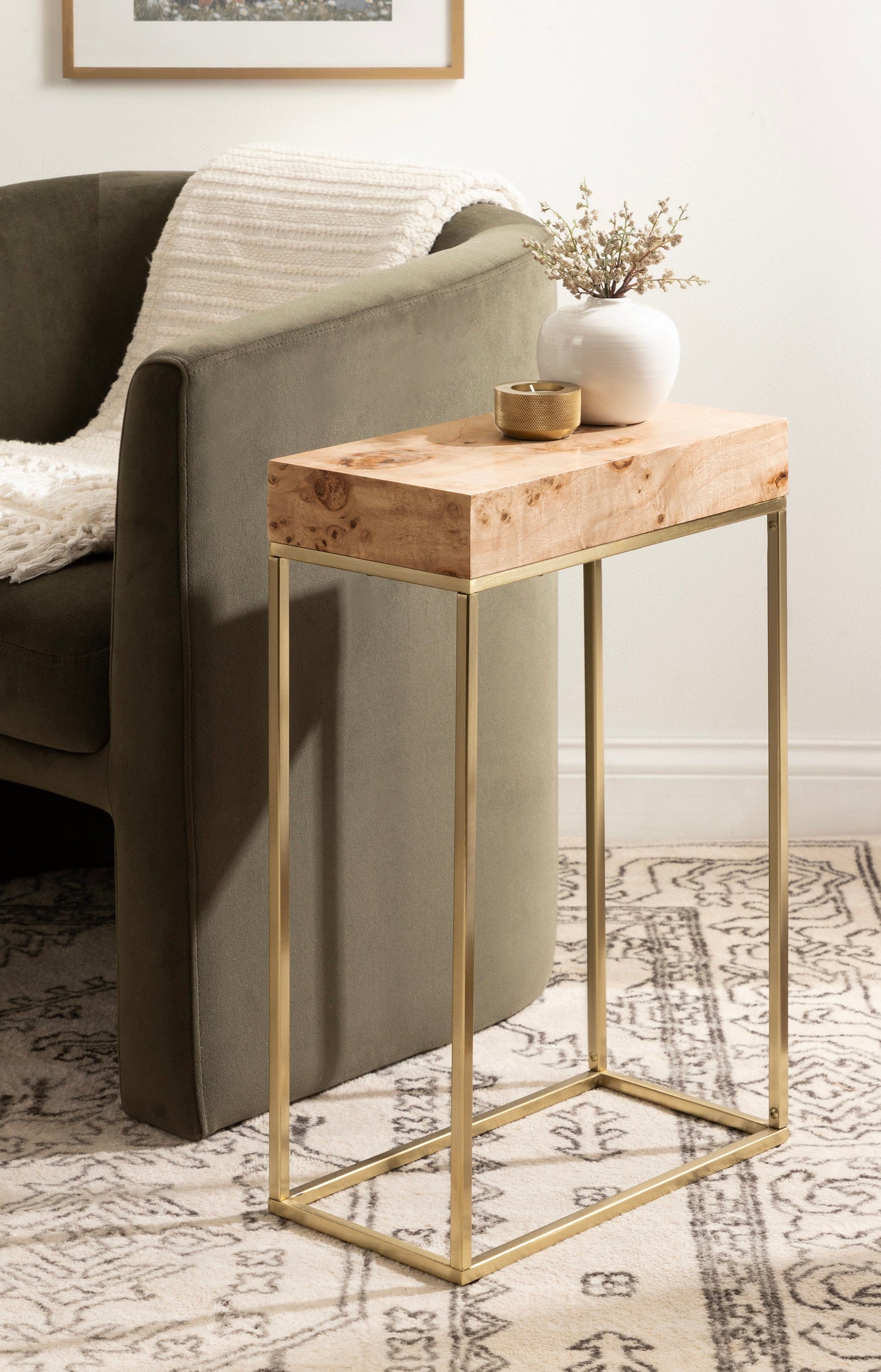 Karlsen Wood and Metal Slim Side Table
