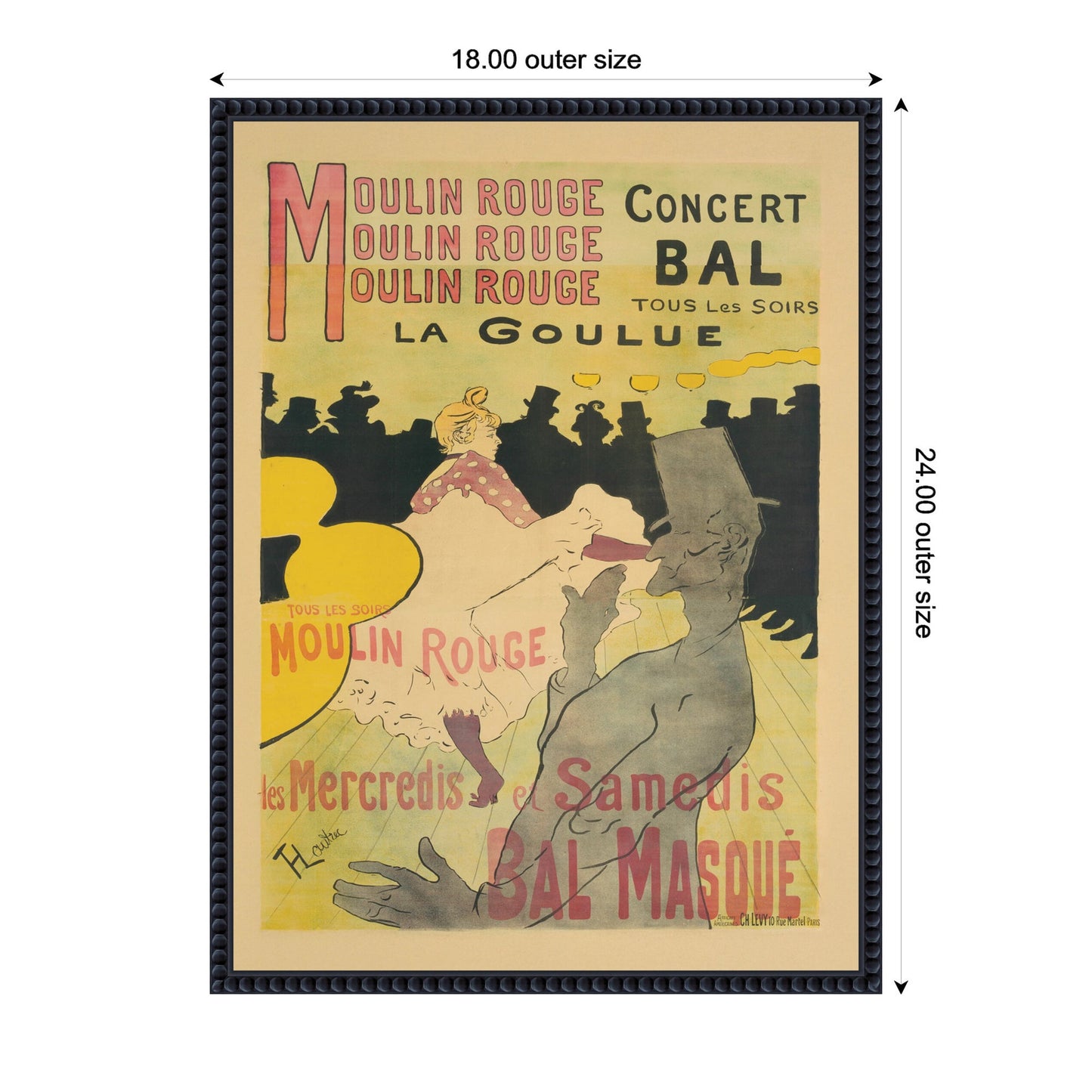 Moulin Rouge La Goulue 1891 Henri de Toulouse Lautrec by The Art Institute of Chicago Framed Canvas Wall Art Print