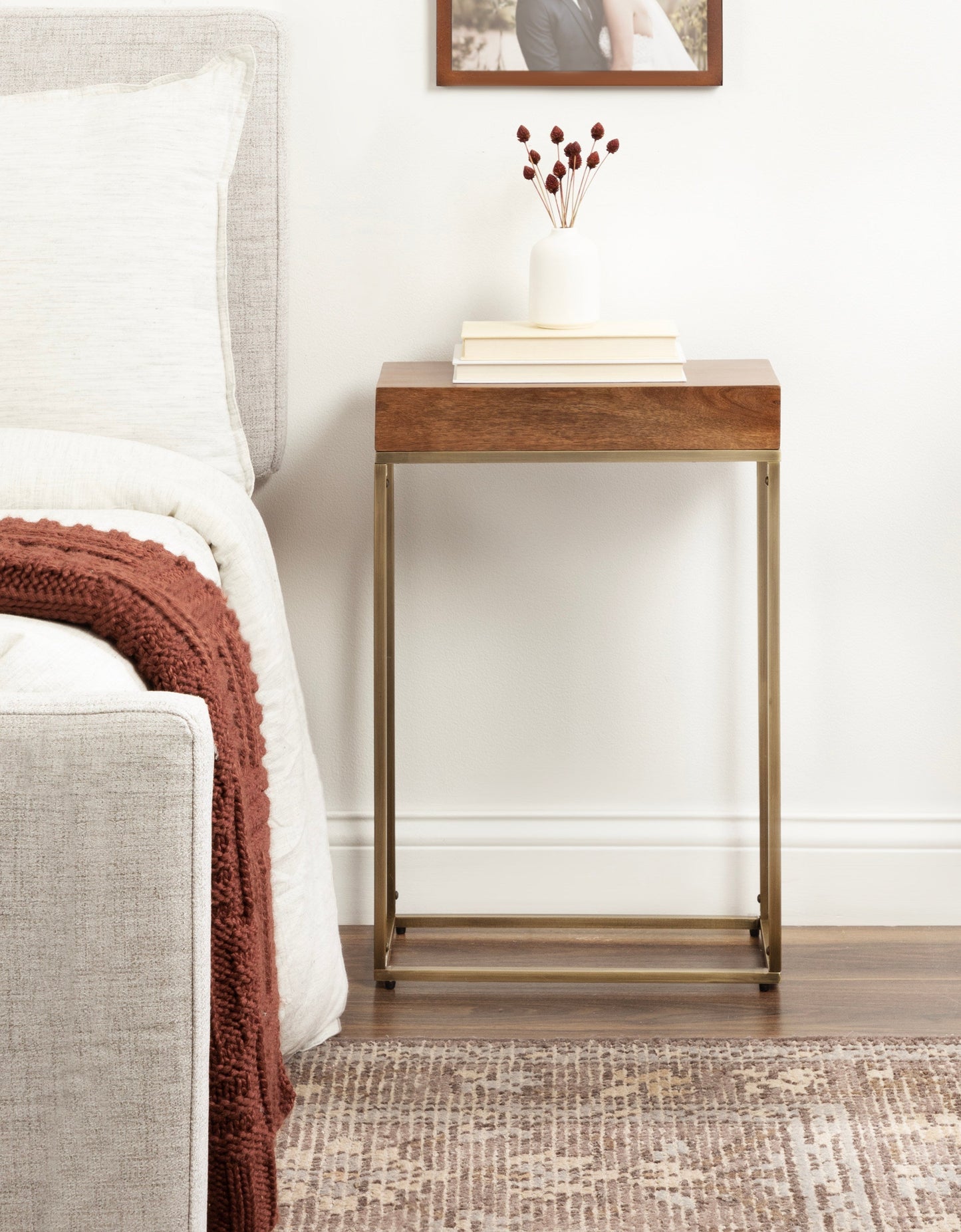 Karlsen Wood and Metal Slim Side Table