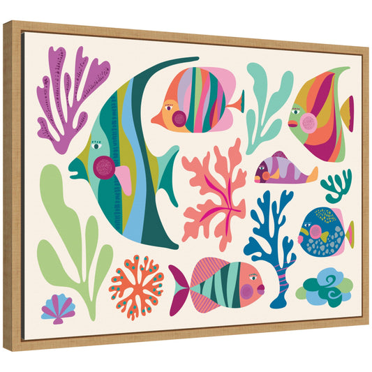 Sylvie Fun Colorful Tropical Fish Framed Canvas by Rachel Lee