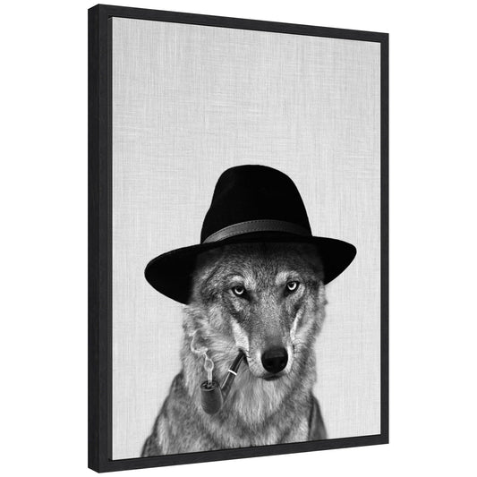 Sylvie Minimalist Wolf  Woody Hutson Framed Canvas by Simon Te of Tai Prints