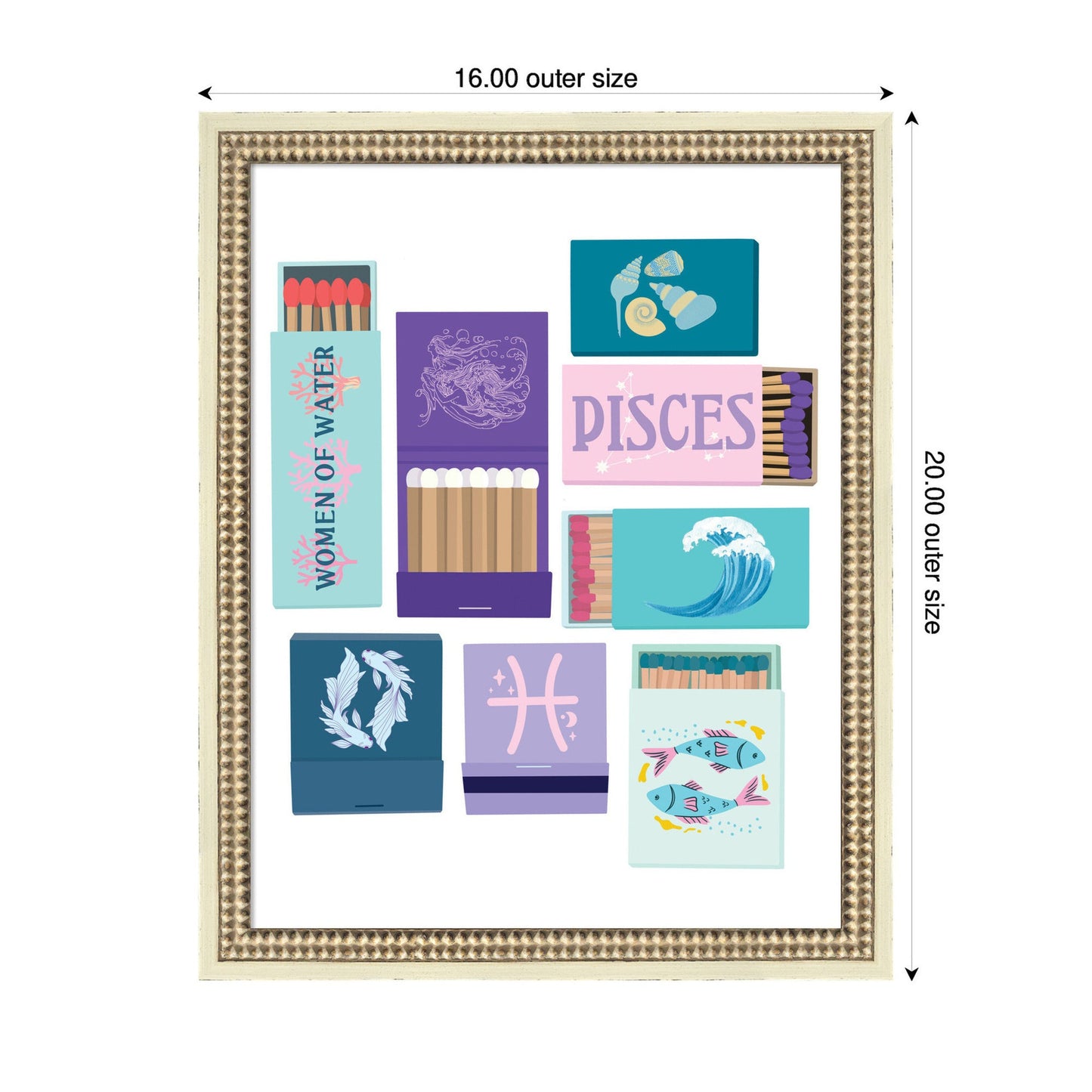 Pisces Matchbooks 14x18 FC by Megan Ryan Framed Wall Art Print