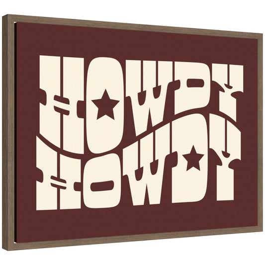 Howdy Burgundy by Honey Island Studio Framed Canvas Wall Art Print