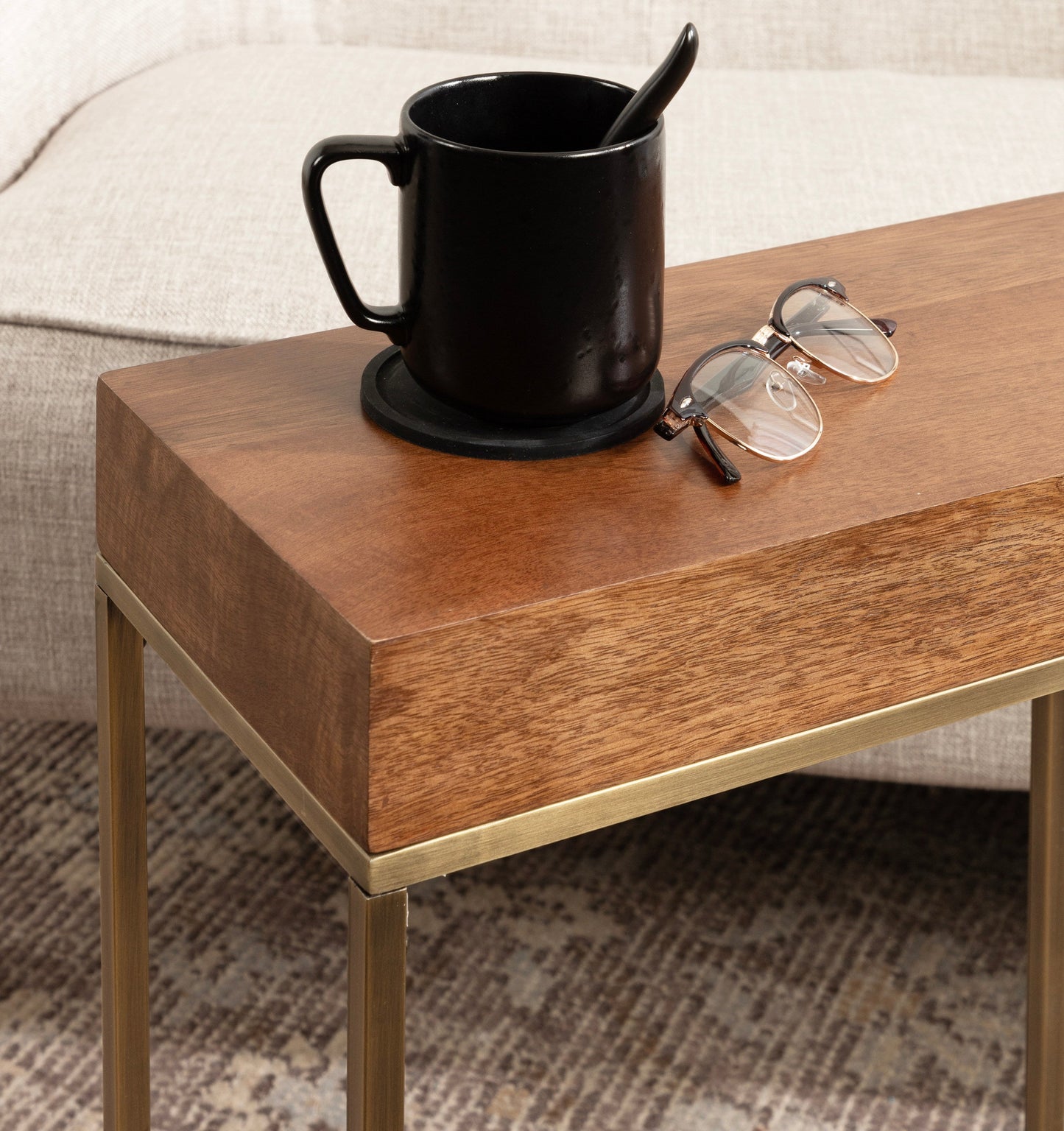 Karlsen Wood and Metal Slim Side Table