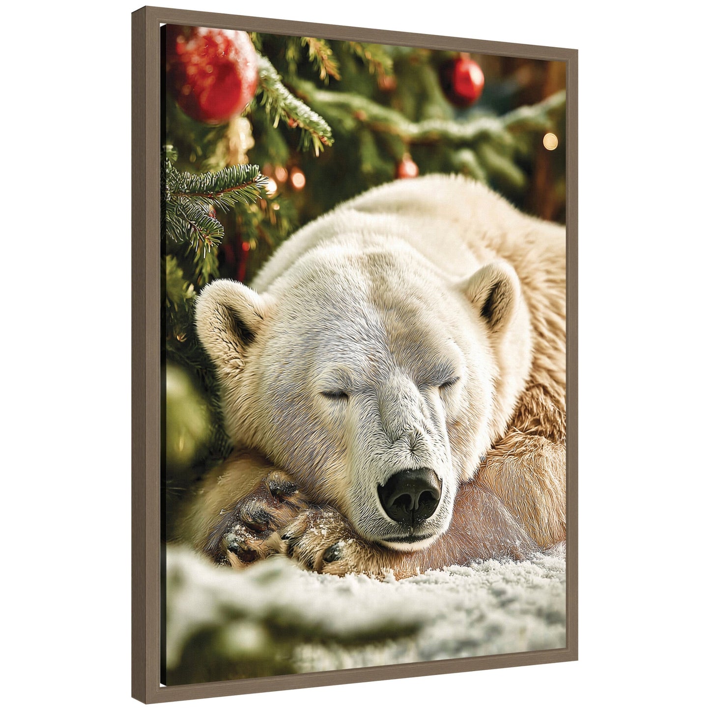 Sylvie Framed Canvas Icebear Sleeping Beneath a Christmas Tree by Michael Schauer
