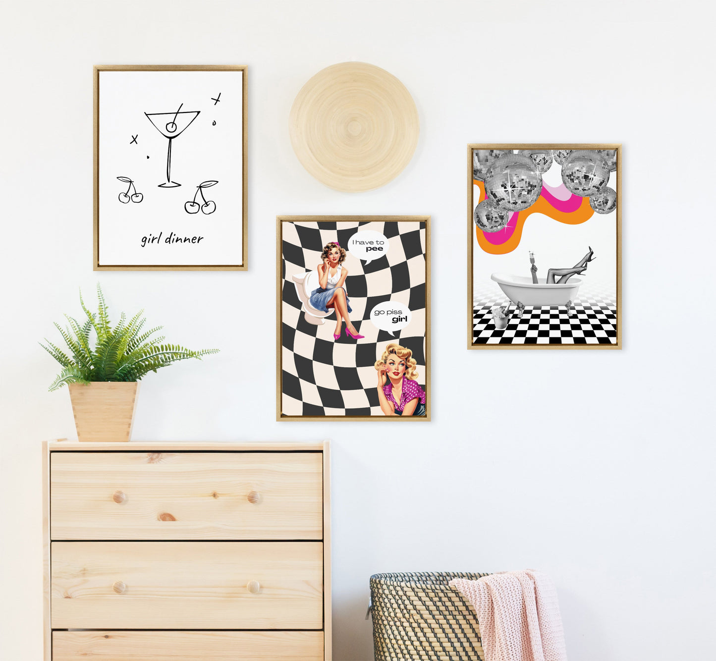 Sylvie Disco Bathtub Framed Canvas by Honey Island Studio