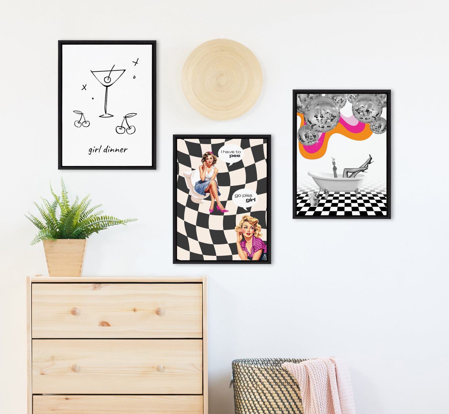 Sylvie Disco Bathtub Framed Canvas by Honey Island Studio