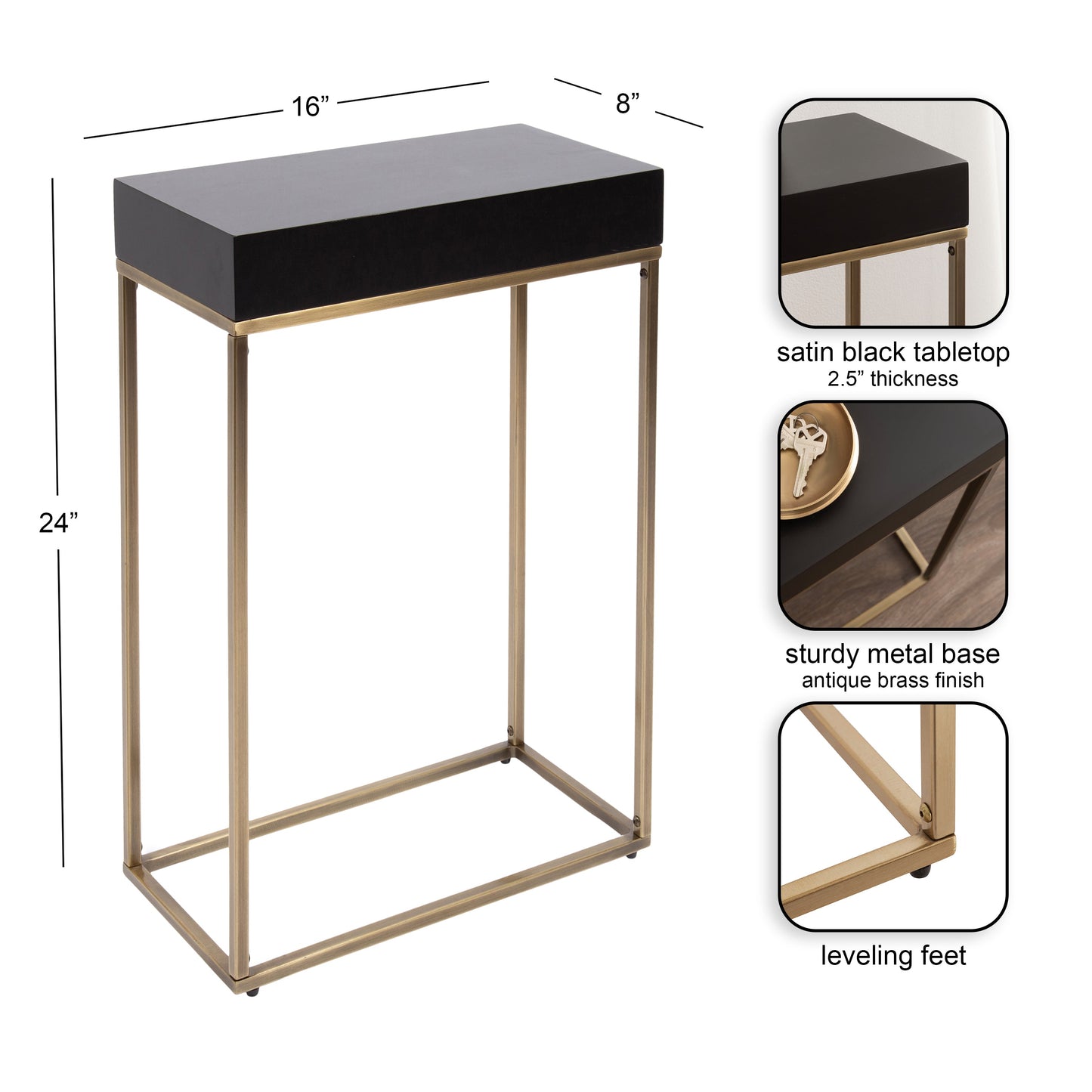 Karlsen Wood and Metal Slim Side Table