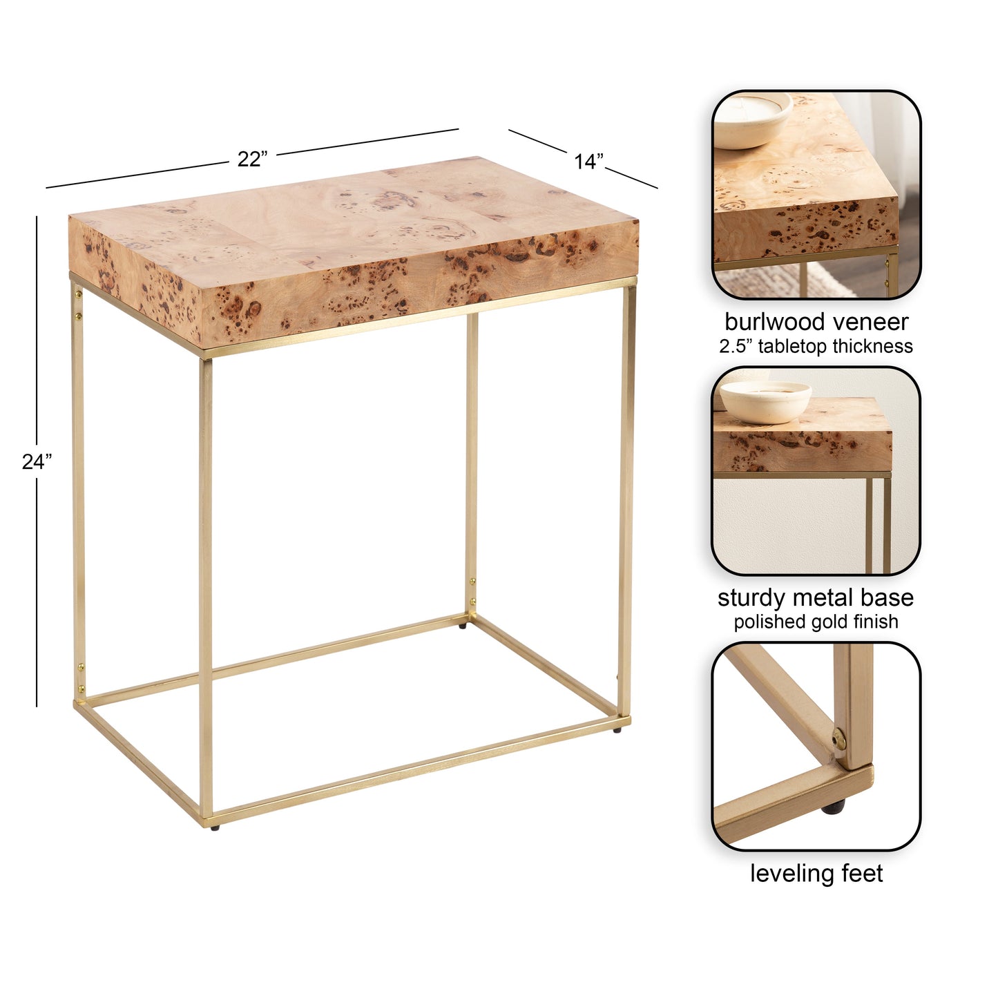 Karlsen Wood and Metal Slim Side Table