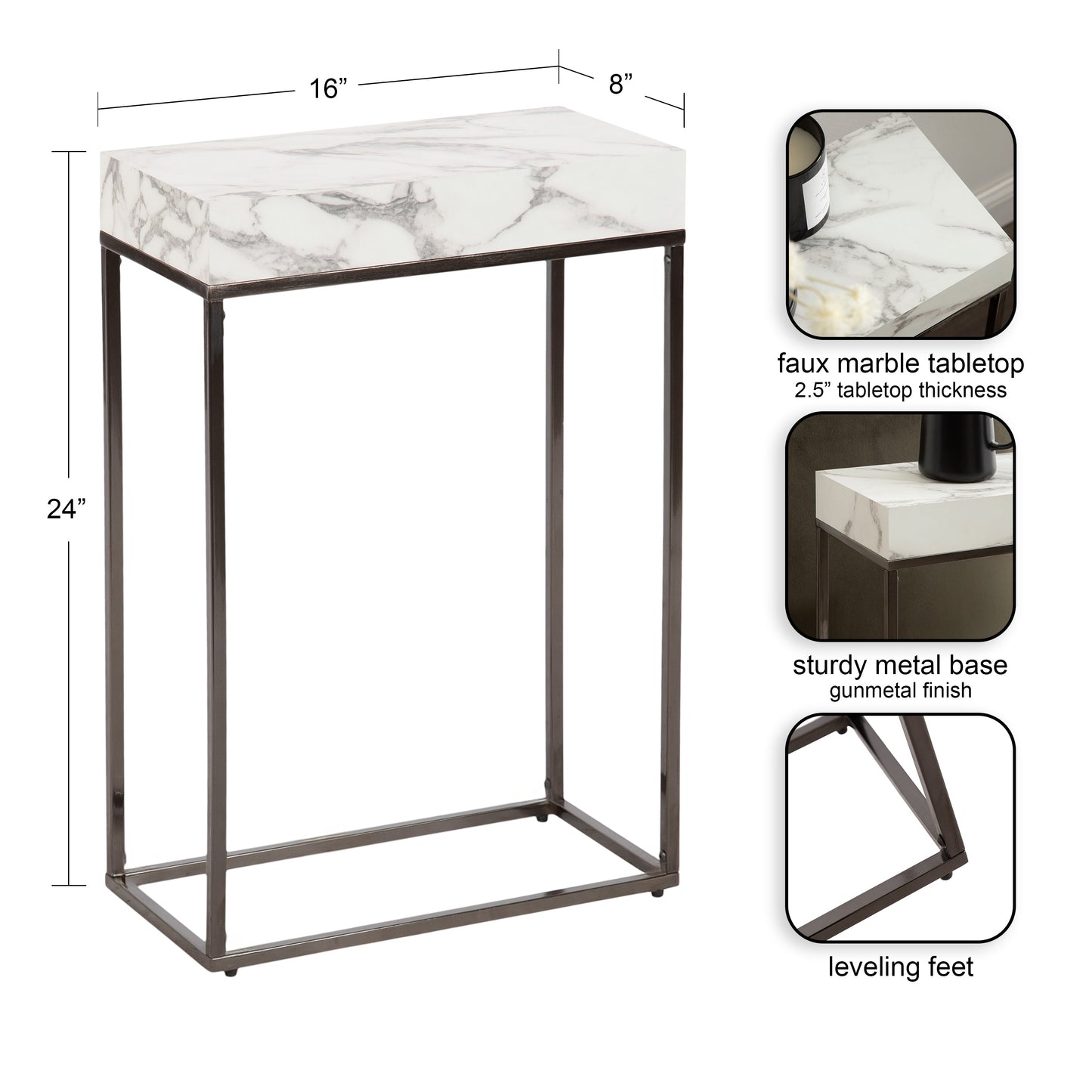 Karlsen Wood and Metal Slim Side Table