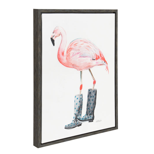 Sylvie Flamingo Framed Canvas Art by Jennifer Redstreake Geary