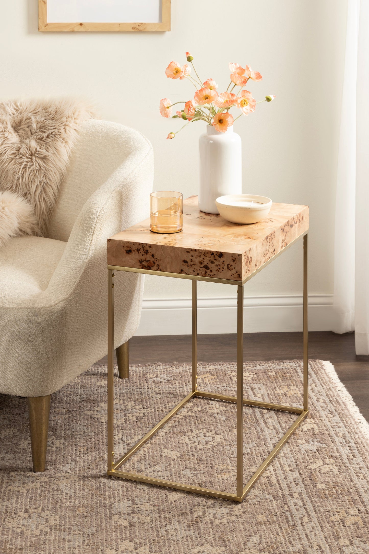 Karlsen Wood and Metal Slim Side Table